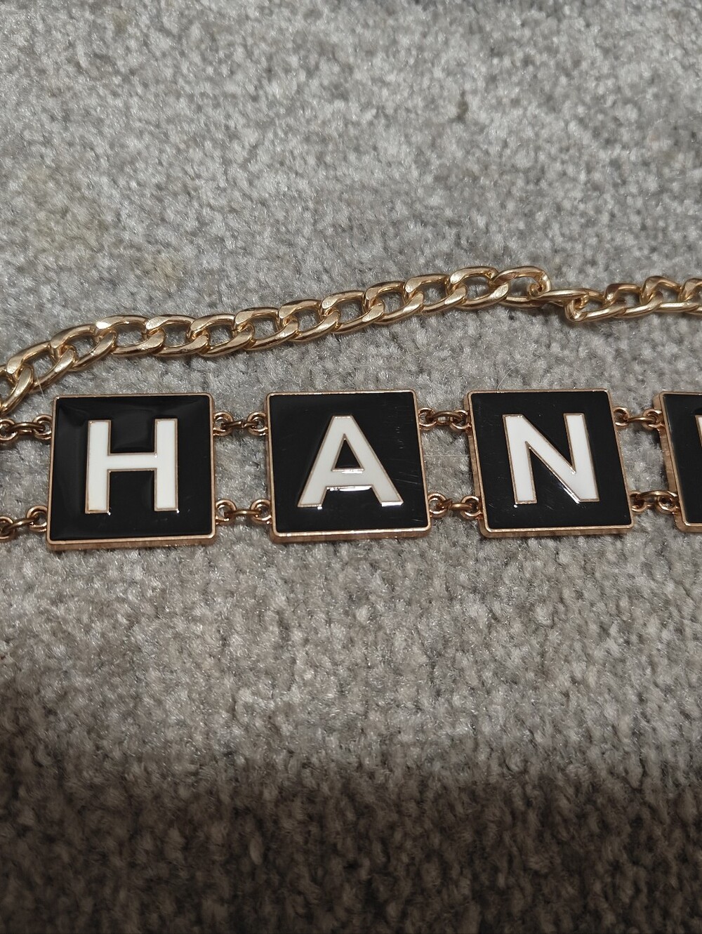 Black and Gold Letter Link Chain Belt cost9me - Picture 5 of 5
